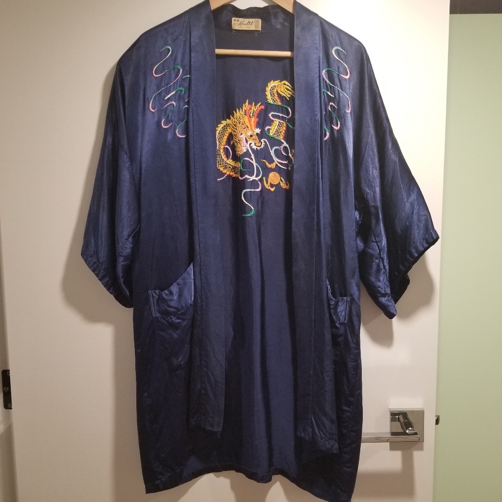 ⚡Vintage Satin Dragon Kimono/House Coat
